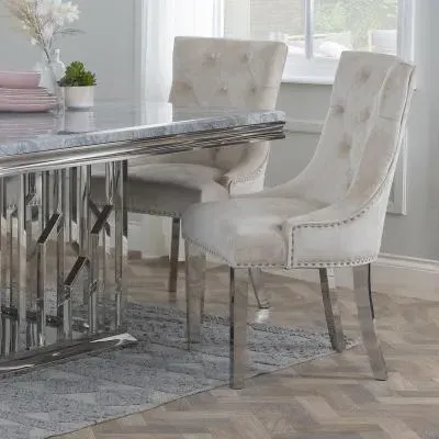 Knocker Back Dining Chair - Champagne, Velvet image