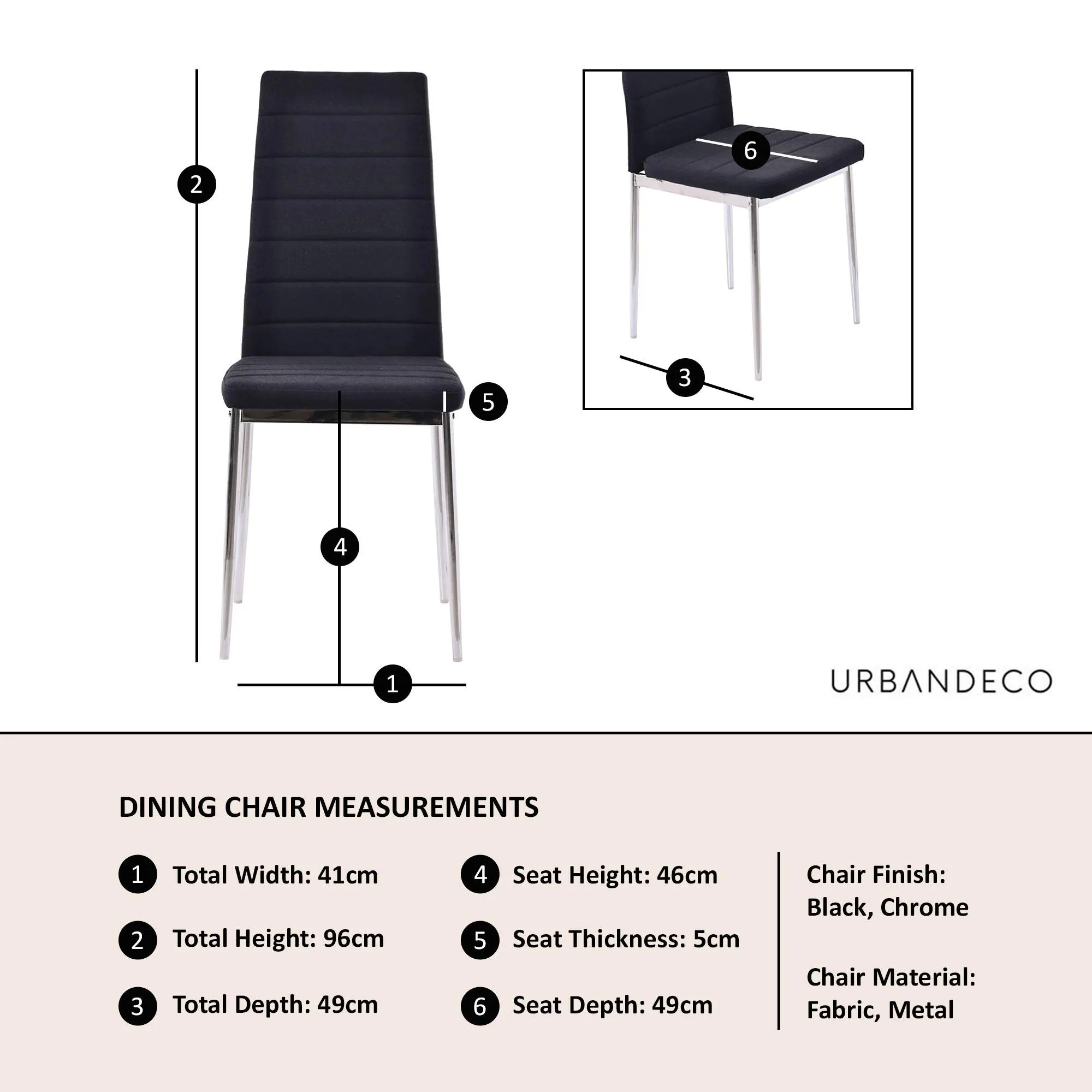 Lido Dining Chair - Black, Fabric