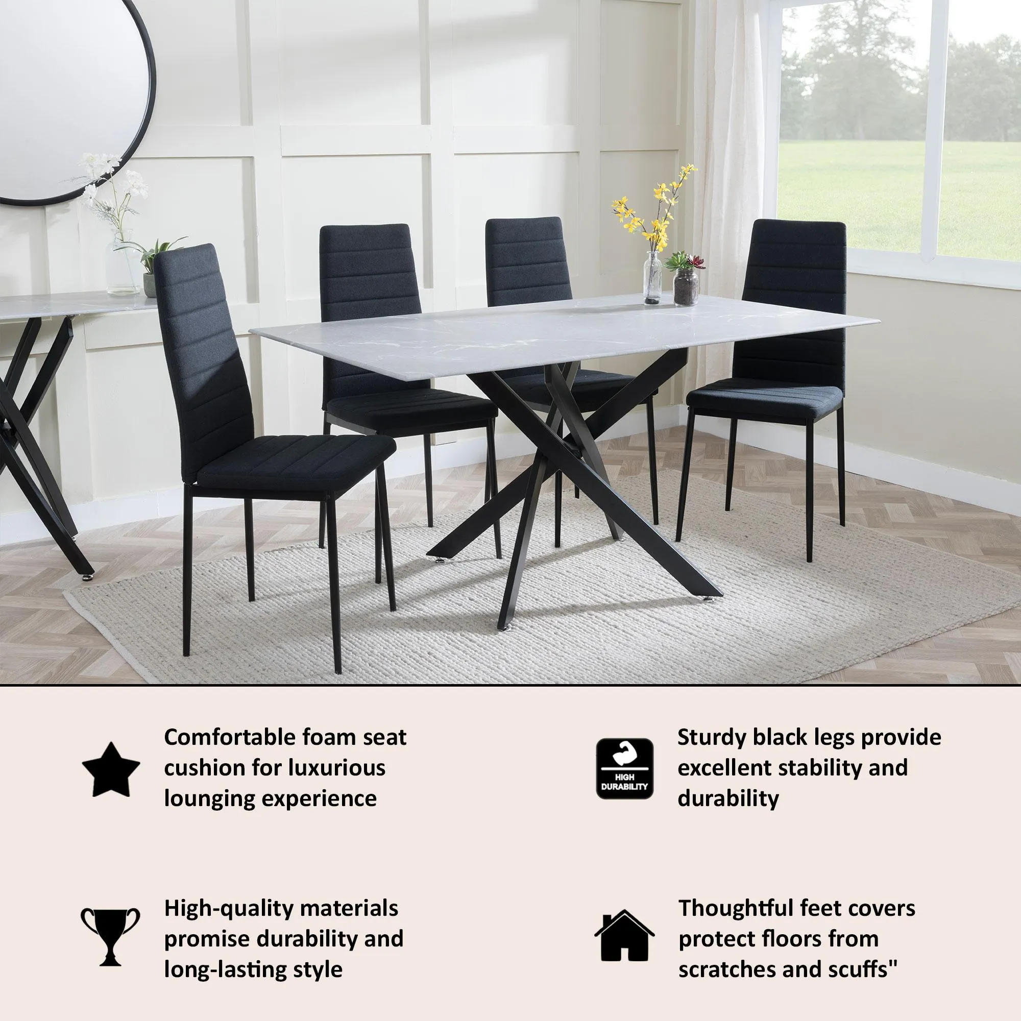 Lido Dining Chair - Black, Fabric