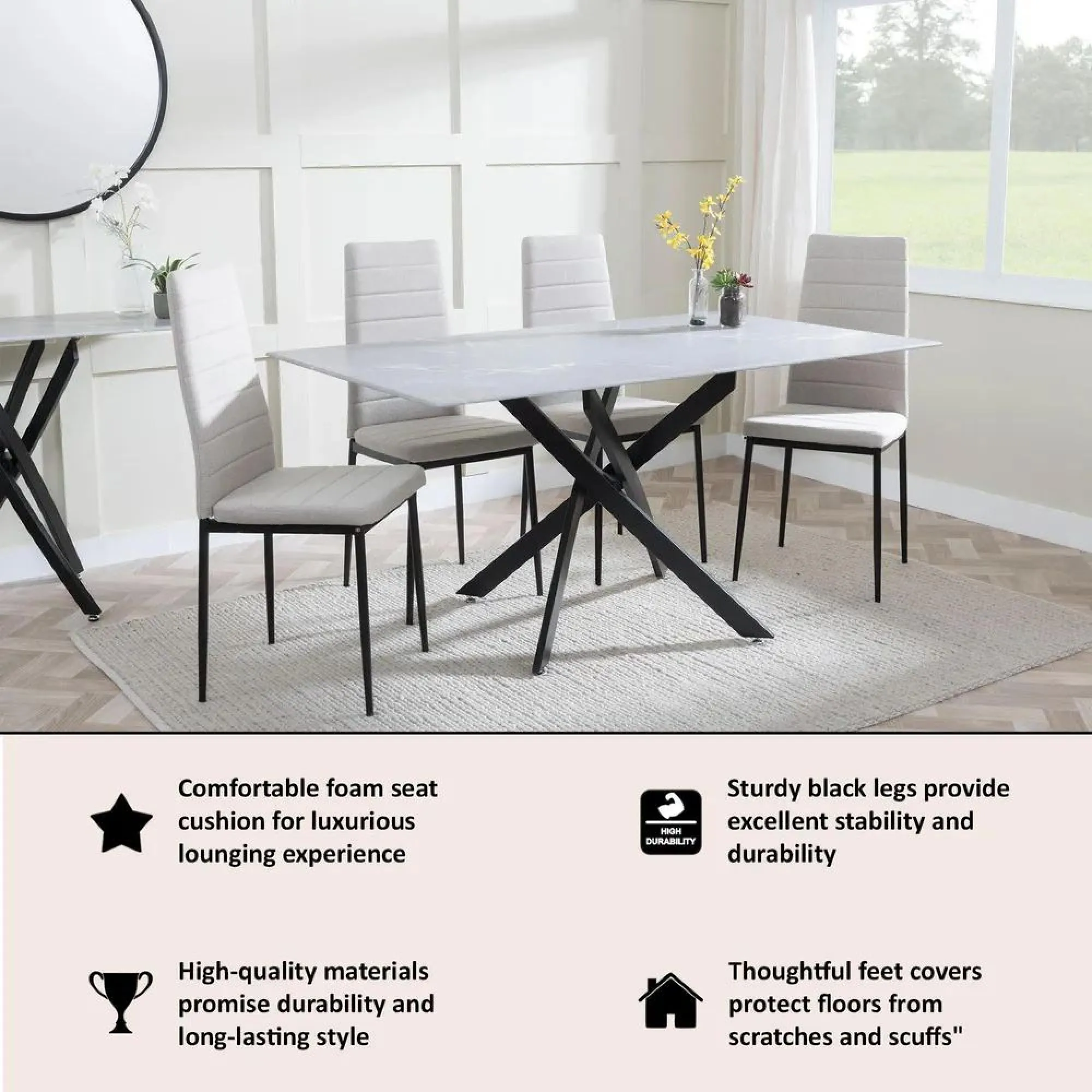 Lido Dining Chair - Sand, Fabric