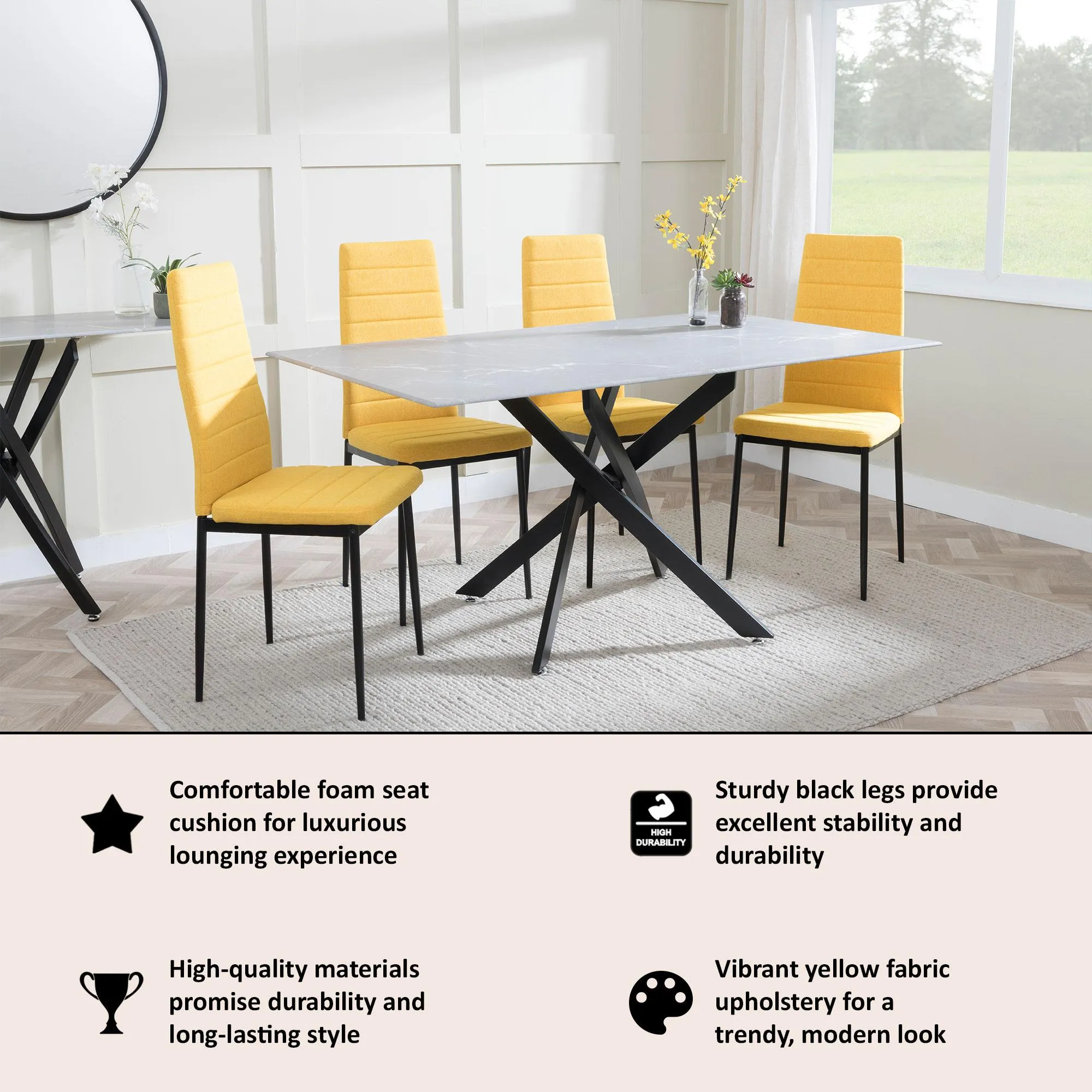 Lido Dining Chair - Yellow, Fabric