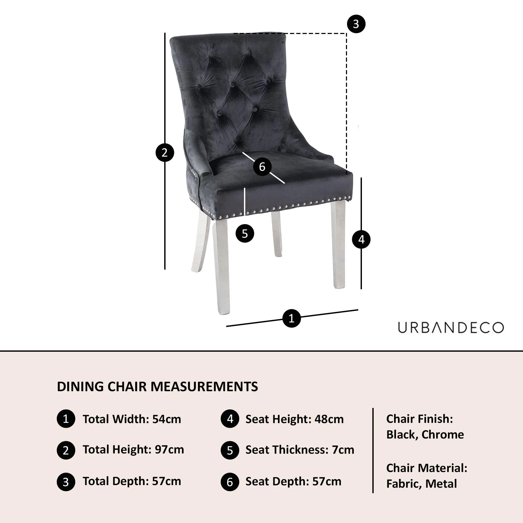 Lion Knocker Back Dining Chair - Black, Velvet