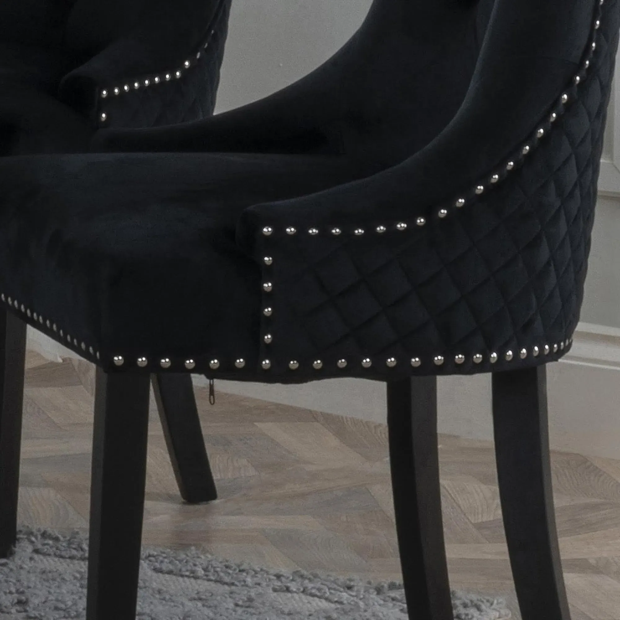 Lion Knocker Back Dining Chair - Black, Velvet
