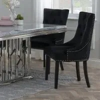 Lion Knocker Back Dining Chair - Black, Velvet