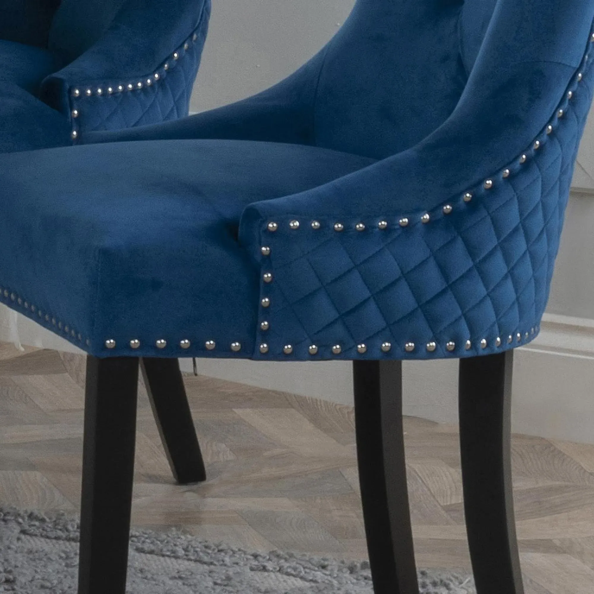 Lion Knocker Back Dining Chair - Blue, Velvet
