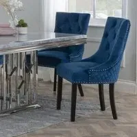 Lion Knocker Back Dining Chair - Blue, Velvet