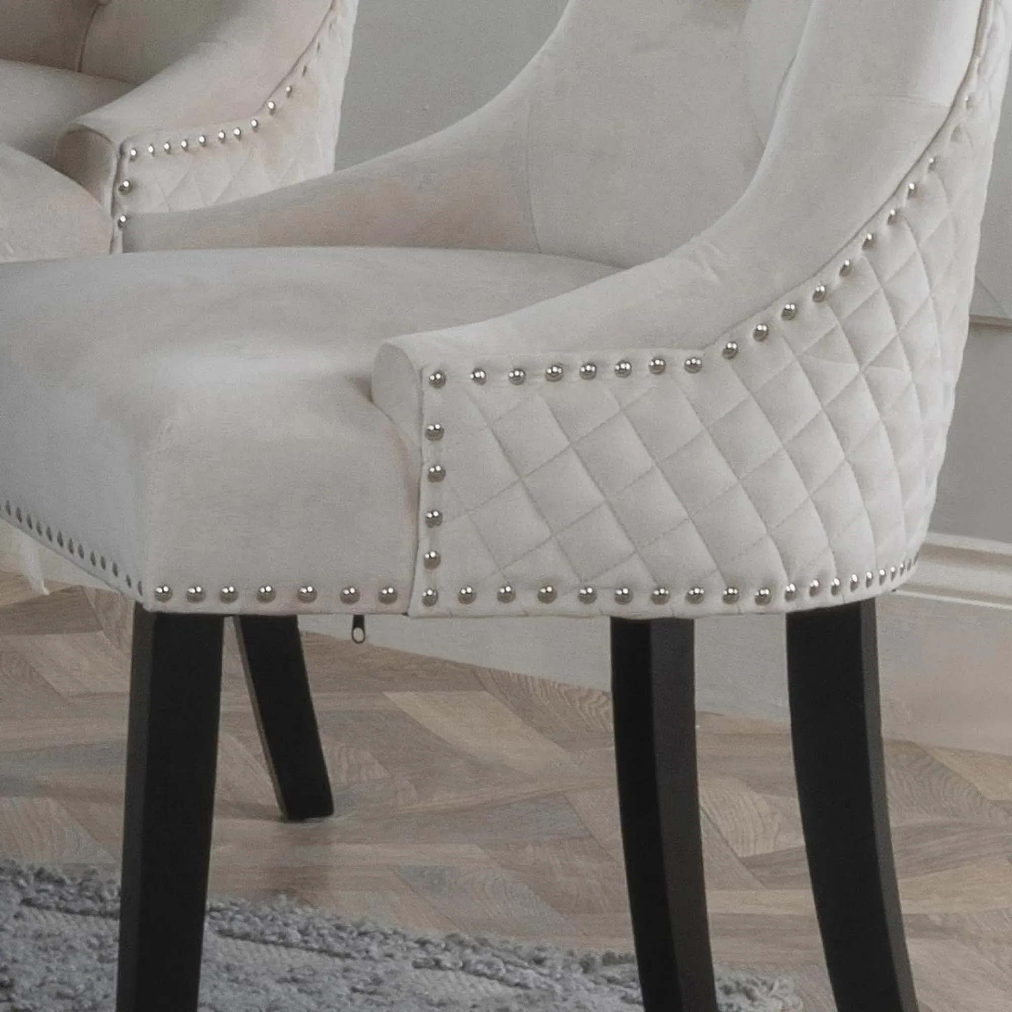 Lion Knocker Back Dining Chair - Champagne, Velvet