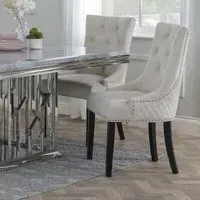 Lion Knocker Back Dining Chair - Champagne, Velvet