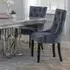 Lion Knocker Back Dining Chair - Grey, Velvet