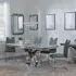 Lisbon Dining Set with Bianco Chairs - Grey, Marble
