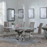 Lisbon Dining Set with Jamison Chair - Beige, Marble