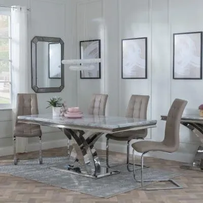 Lisbon Dining Set with Jamison Chair - Beige, Marble image