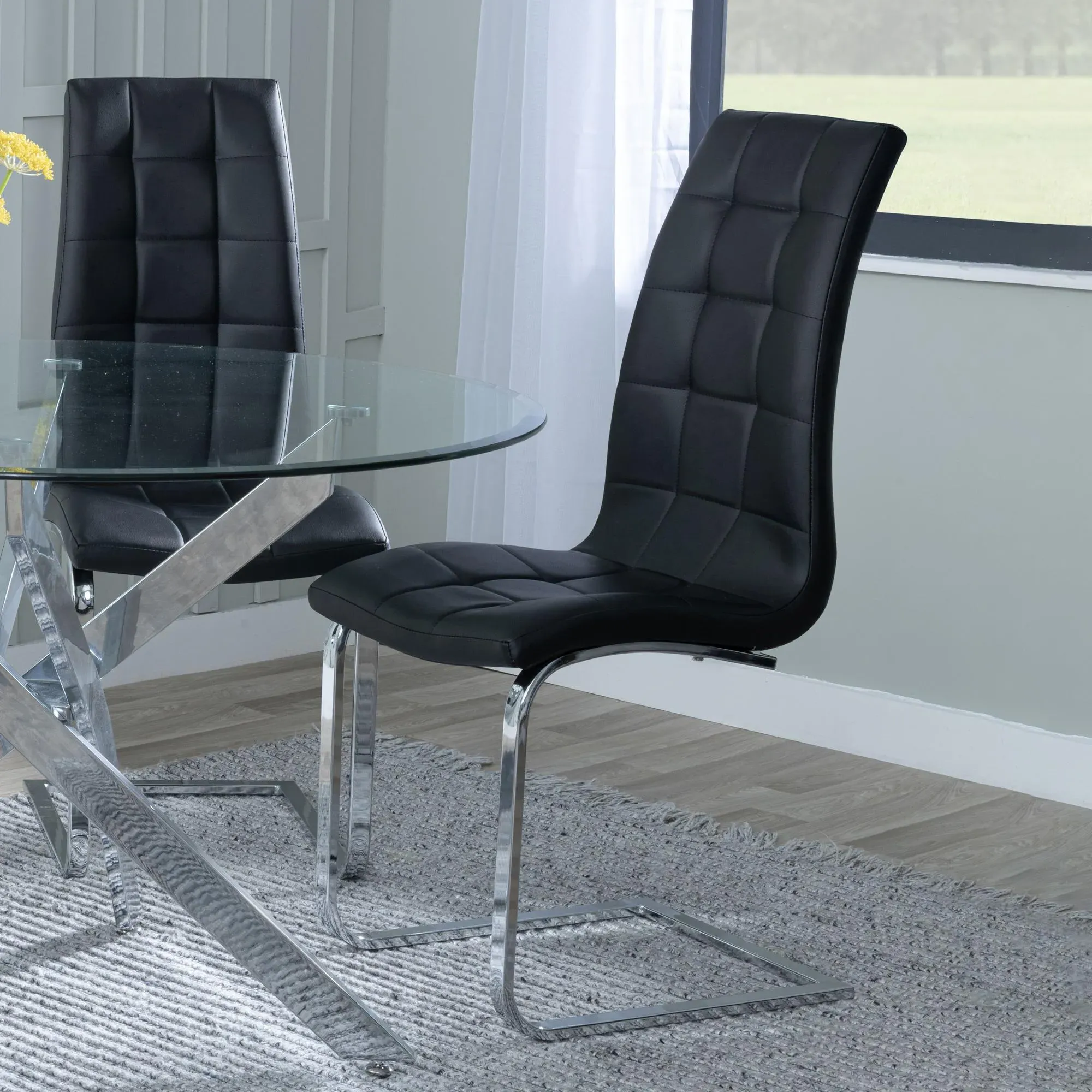 Lisbon Dining Set with Jamison Chair - Black, Marble