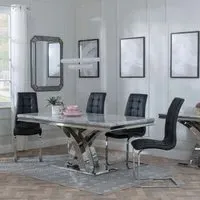 Lisbon Dining Set with Jamison Chair - Black, Marble