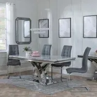 Lisbon Dining Set with Jamison Chair - Grey, Marble