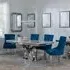 Lisbon Dining Set with Lion Knocker Chairs - Blue, Marble