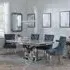 Lisbon Dining Set with Lion Knocker Chairs - Grey, Marble