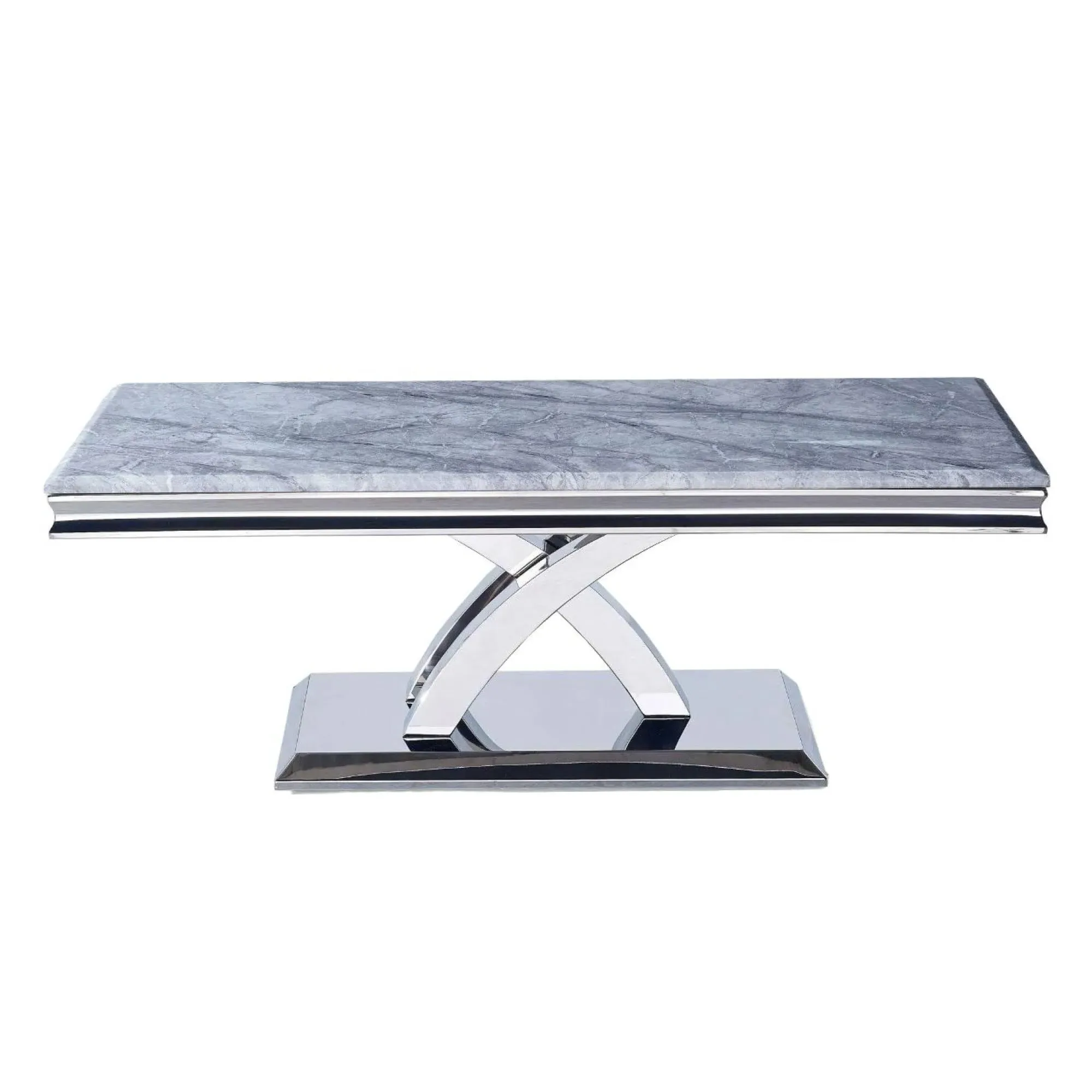 Lisbon Rectangular Coffee Table - Grey, Chrome