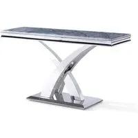 Lisbon Rectangular Console Table - Grey Marble, Chrome