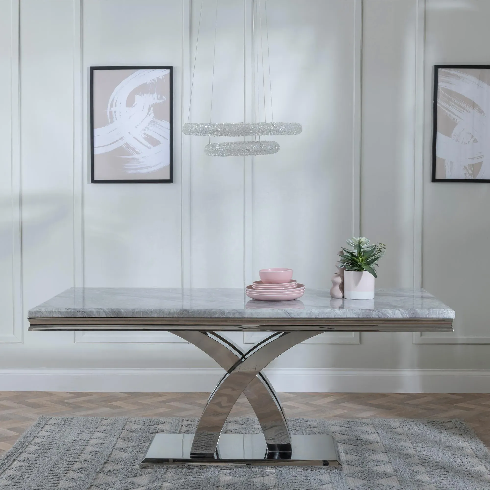 Lisbon Roma Dining Set - Black, Marble