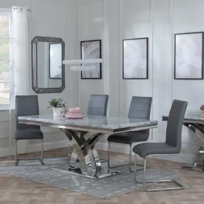 Lisbon Roma Dining Set - Grey, Marble