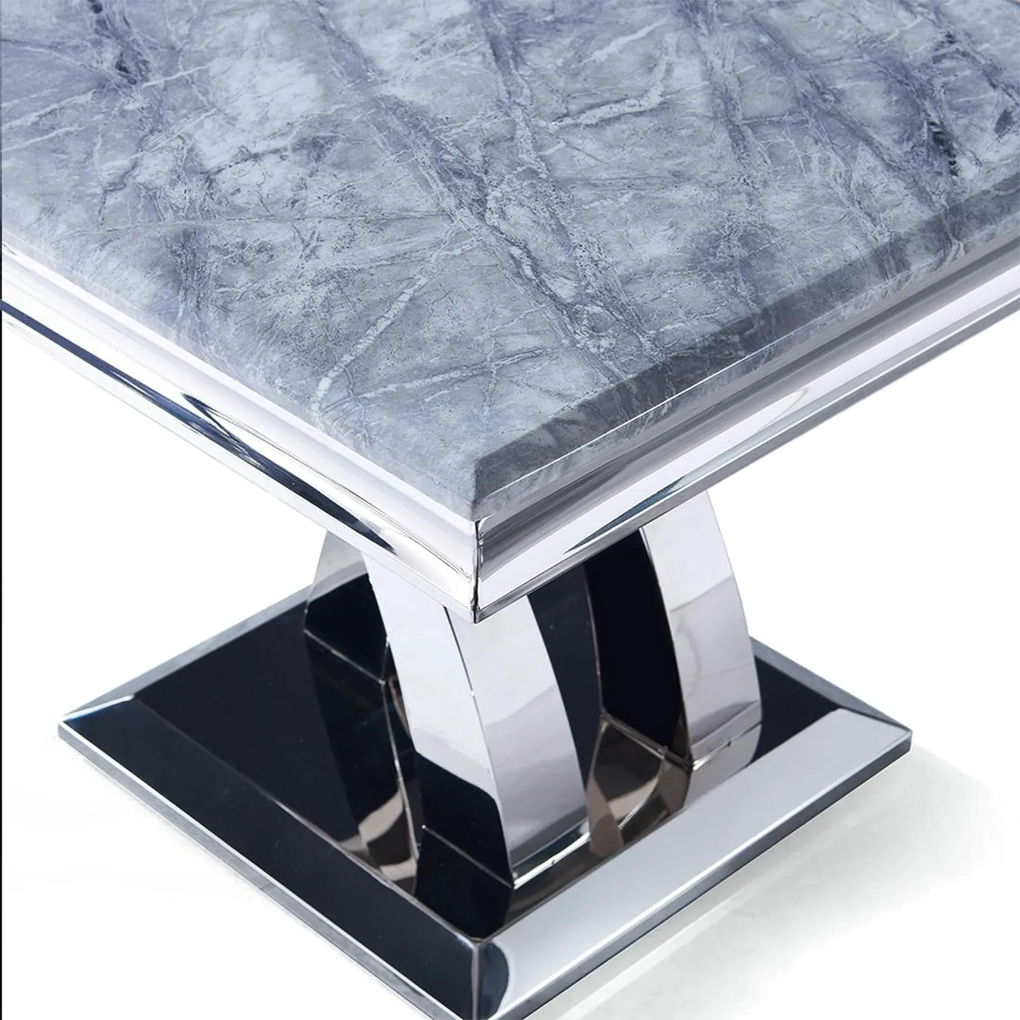 Lisbon Square Lamp Table - Grey, Chrome