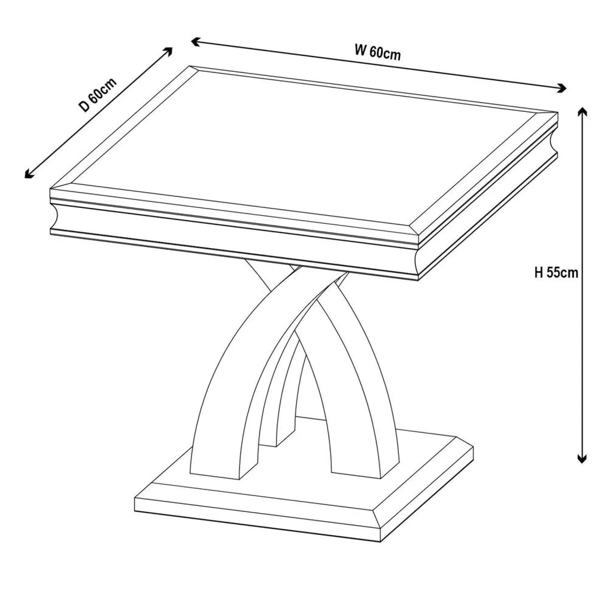 Lisbon Square Lamp Table - Grey, Chrome