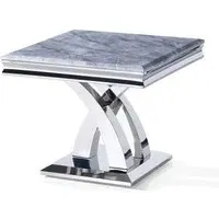 Lisbon Square Lamp Table - Grey, Chrome