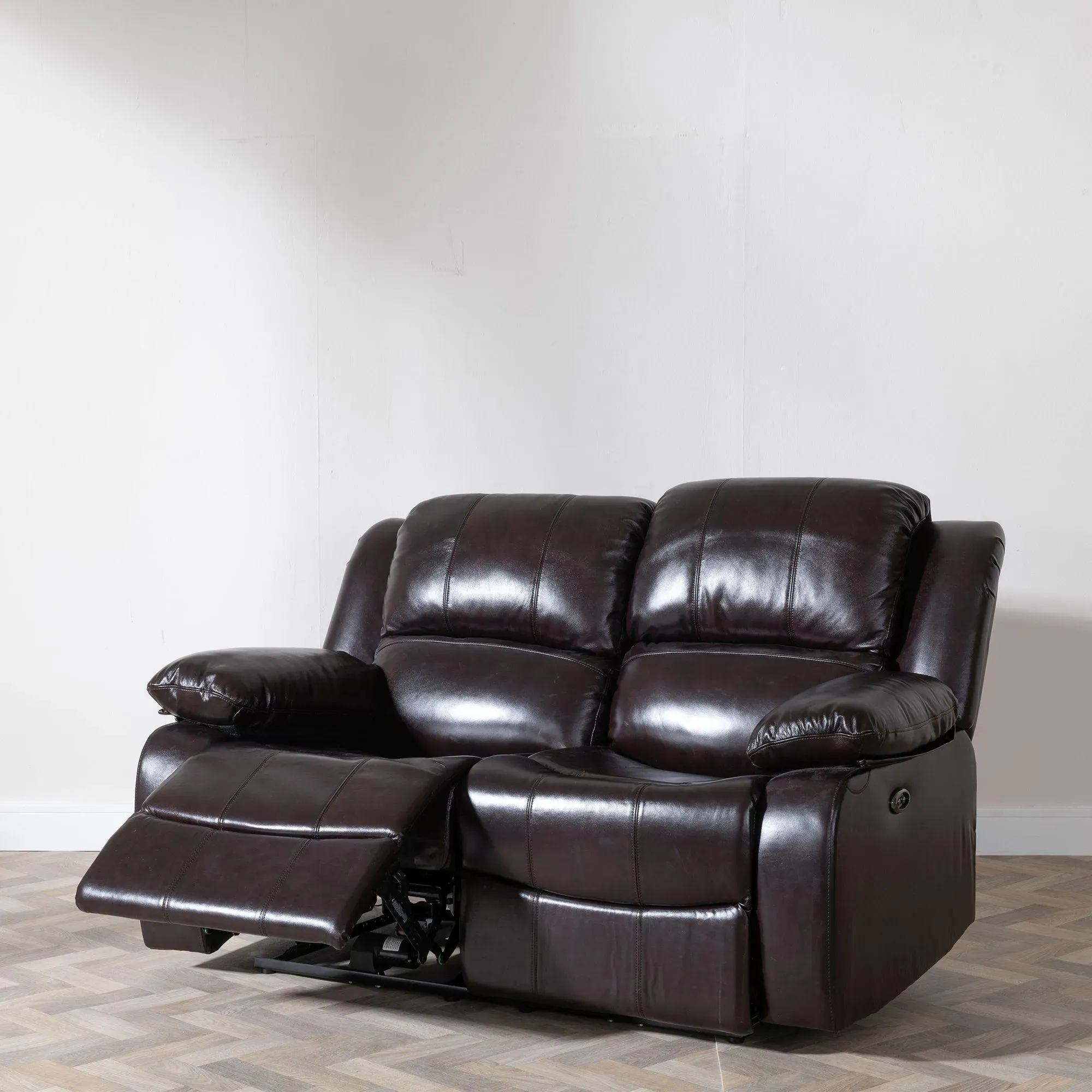 London 2-Seater Recliner Sofa - Burgundy, Leather