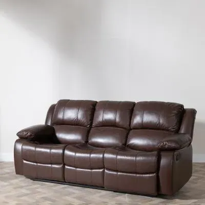 London 3-Seater Recliner Sofa - Brown, Leather image