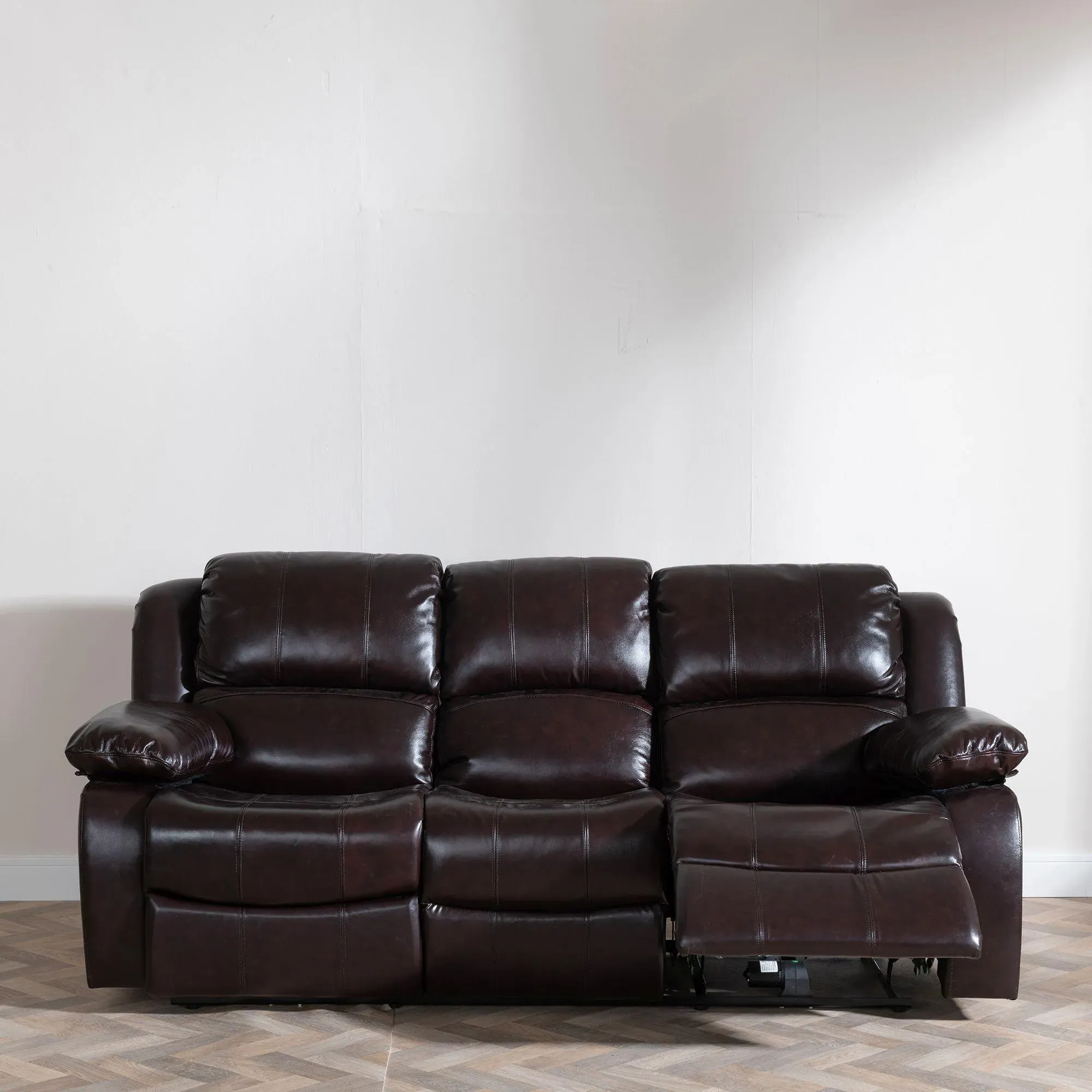 London 3-Seater Recliner Sofa - Burgundy, Leather