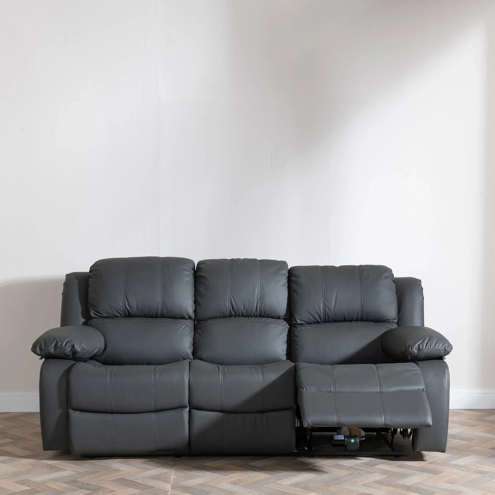 London 3-Seater Recliner Sofa - Grey, Leather
