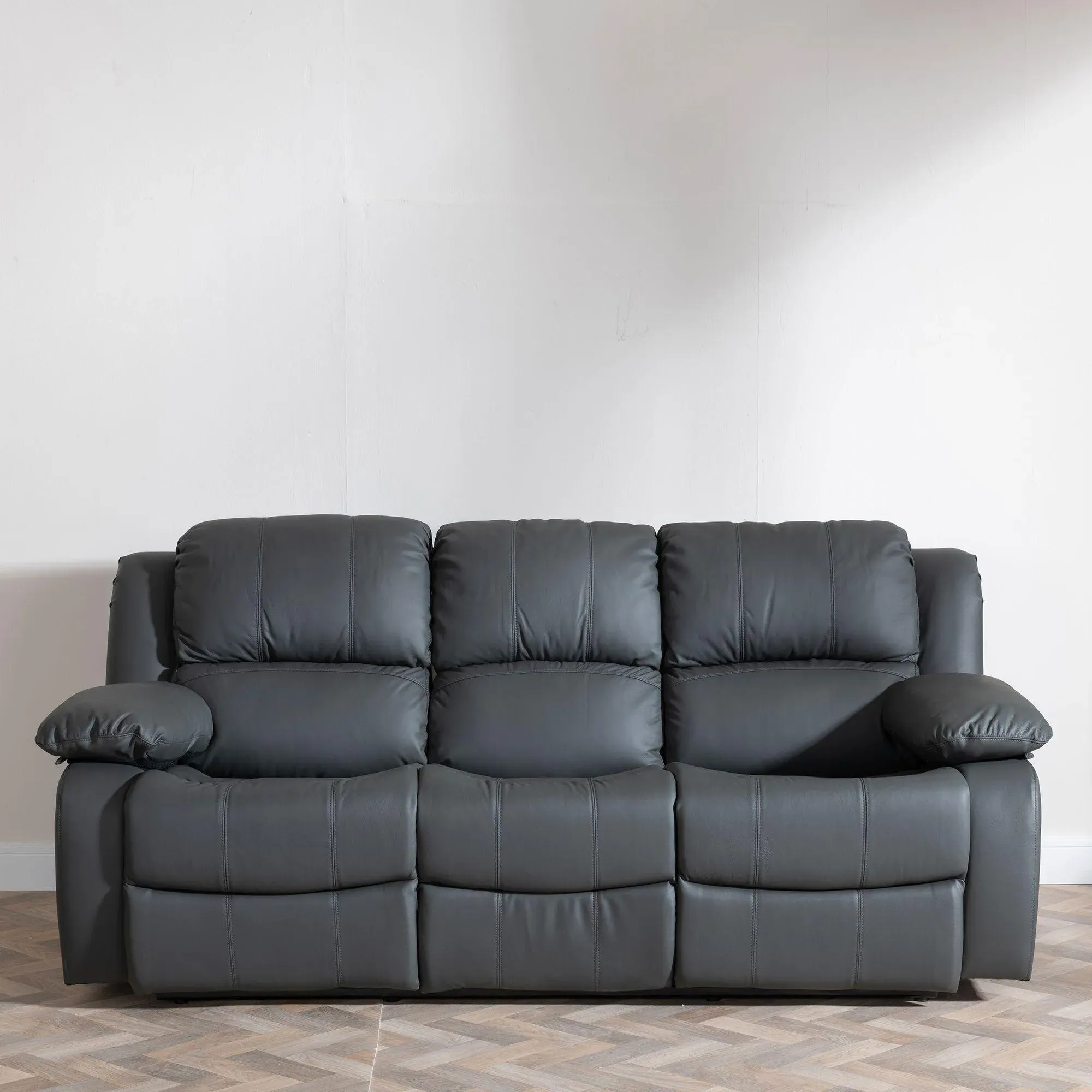 London 3-Seater Recliner Sofa - Grey, Leather