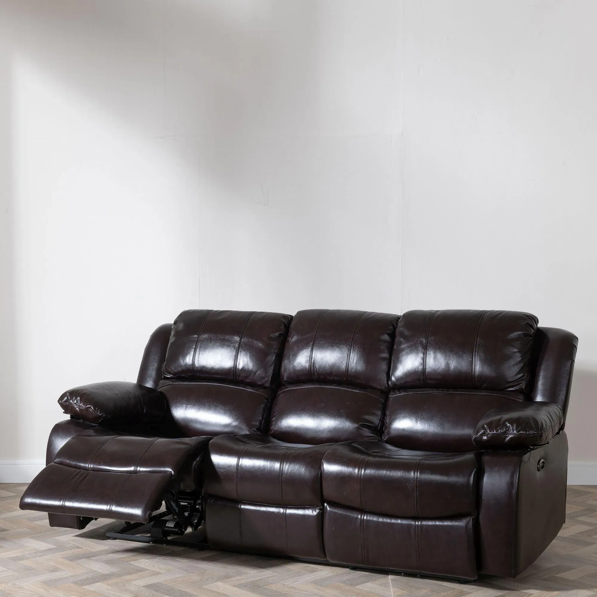 London 3-Seater Recliner Sofa Set - Burgundy, Leather