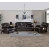 London 3-Seater Recliner Sofa Set - Burgundy, Leather