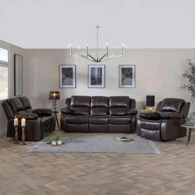 London 3-Seater Recliner Sofa Set - Burgundy, Leather