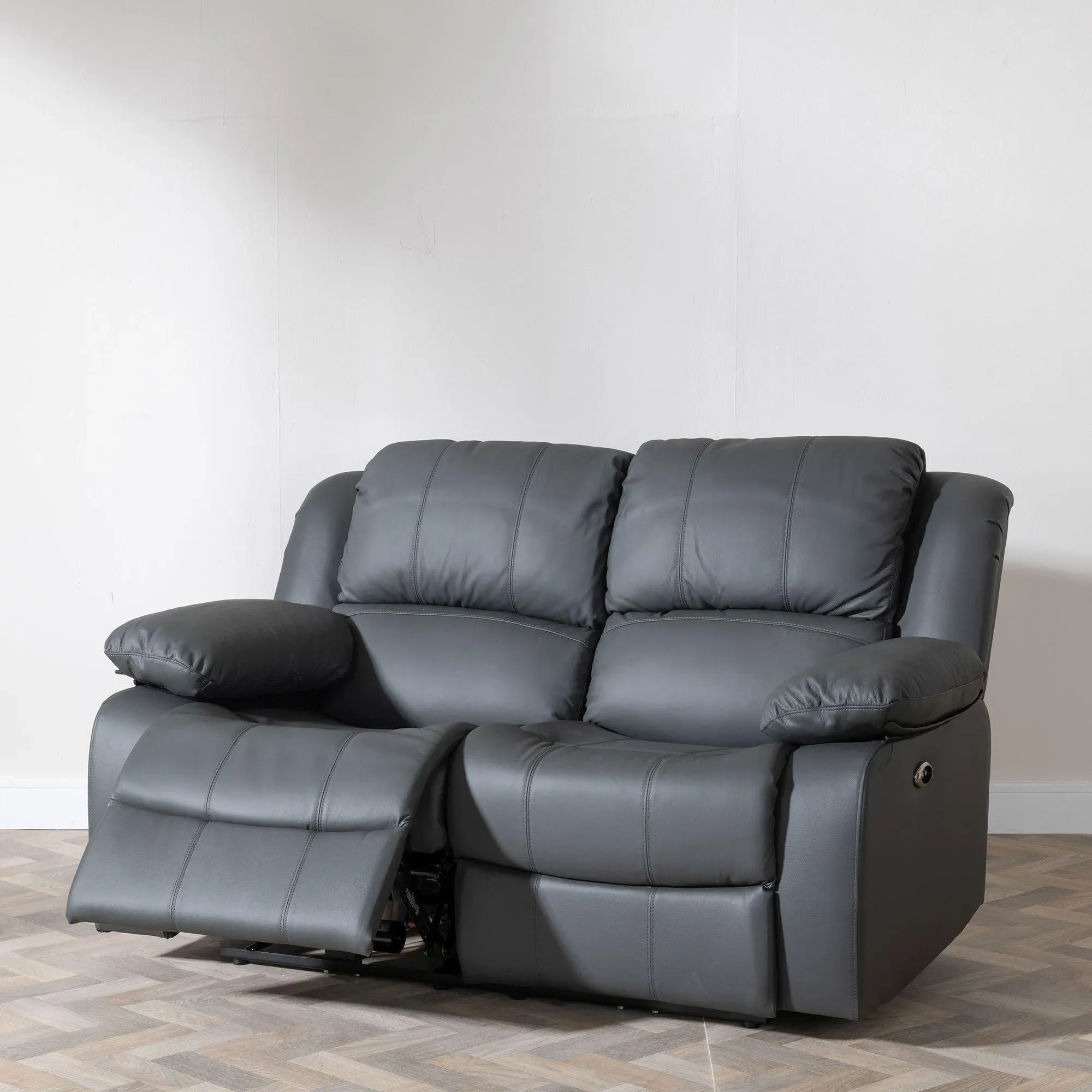 London 3-Seater Recliner Sofa Set - Grey, Leather