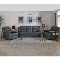 London 3-Seater Recliner Sofa Set - Grey, Leather