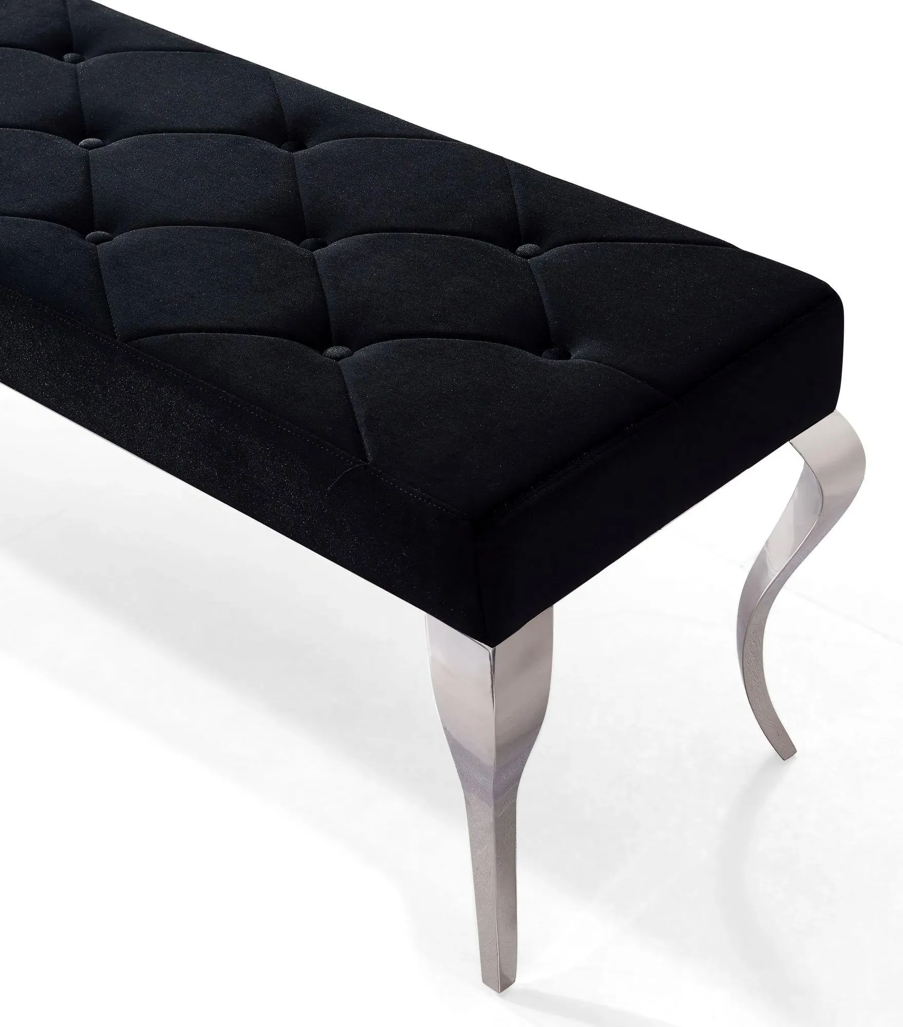 Louis 170cm Dining Bench - Black, Velvet
