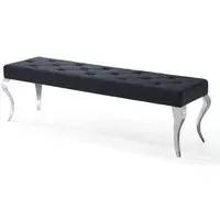 Louis 170cm Dining Bench - Black, Velvet