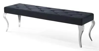 Louis 170cm Dining Bench - Black, Velvet image