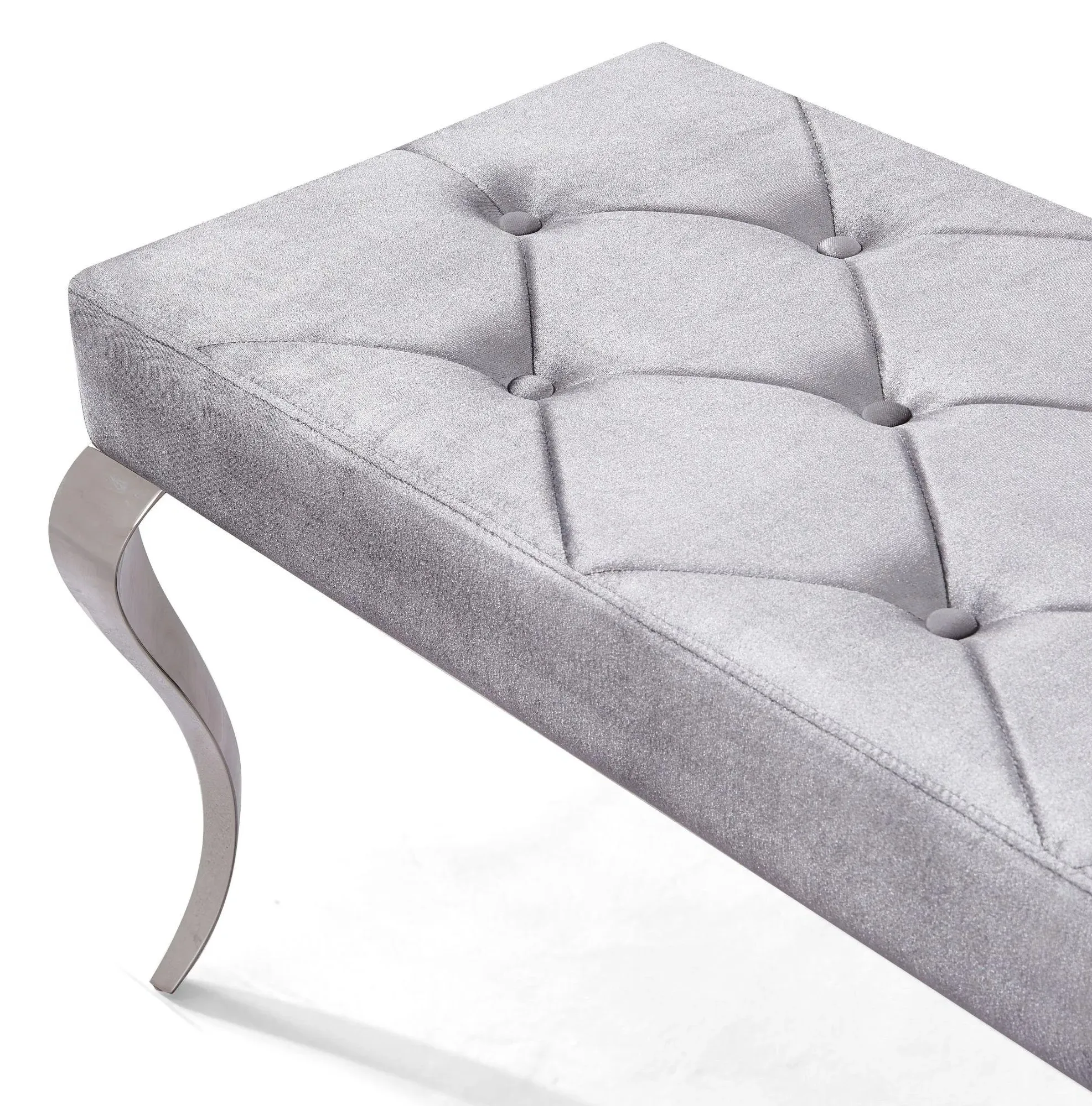 Louis 170cm Dining Bench - Grey, Velvet