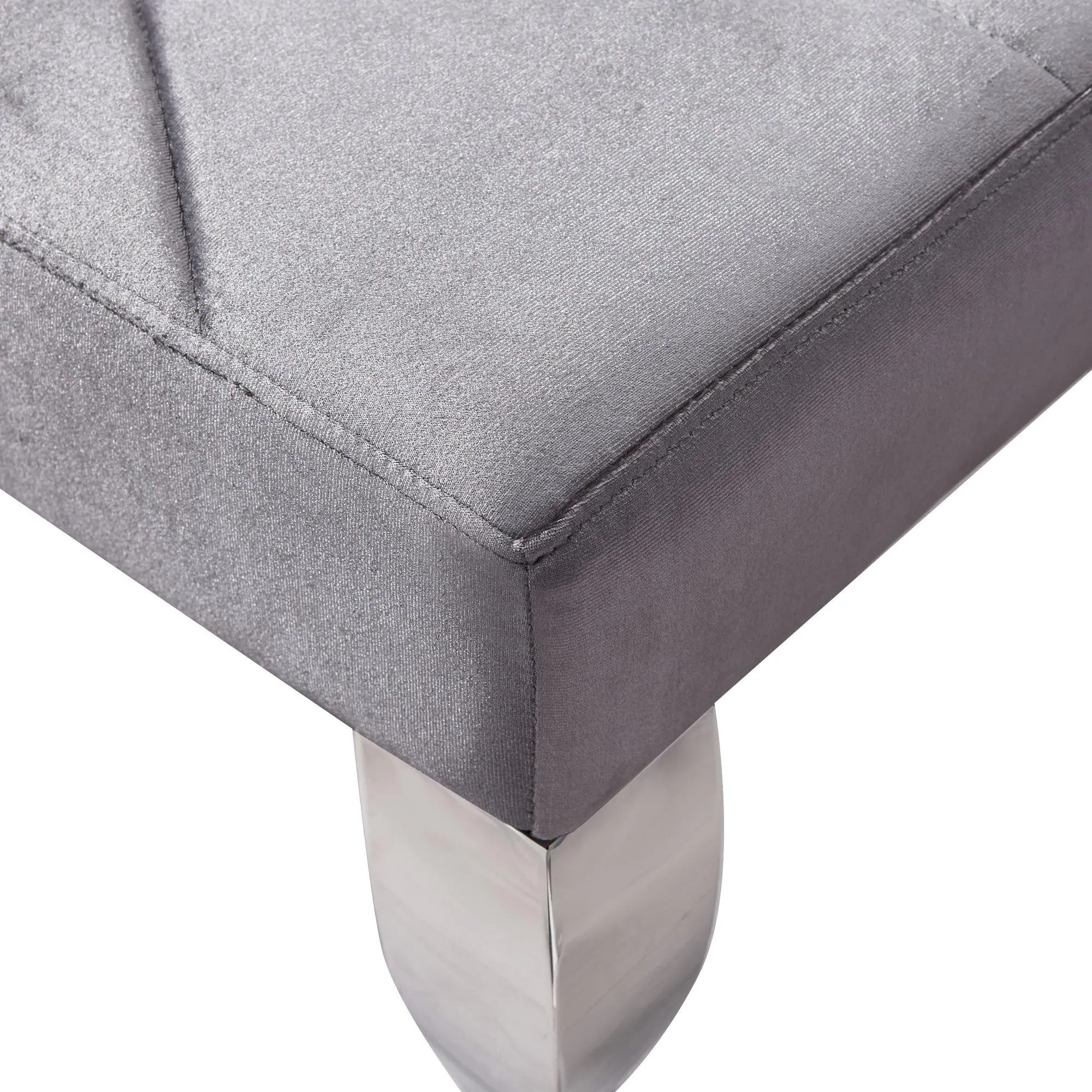 Louis 170cm Dining Bench - Grey, Velvet