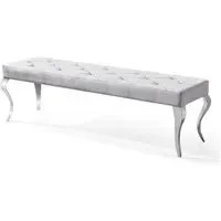 Louis 170cm Dining Bench - Grey, Velvet