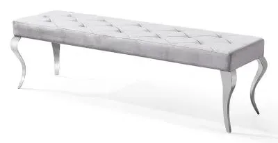 Louis 170cm Dining Bench - Grey, Velvet