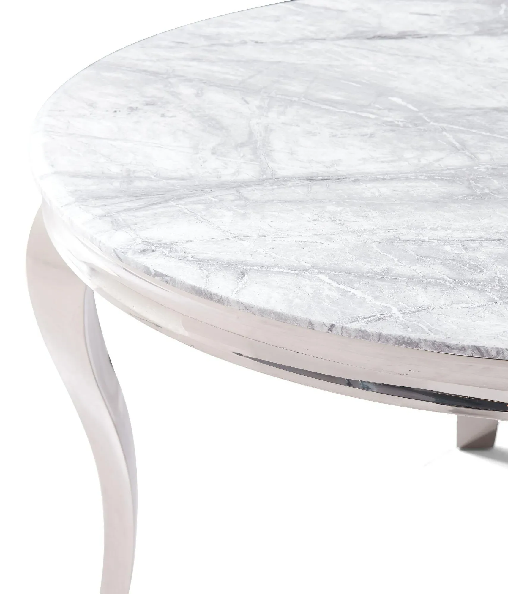 Louis 4-Seater Round Dining Table - Grey, Chrome