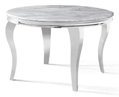 Louis 4-Seater Round Dining Table - Grey, Chrome image