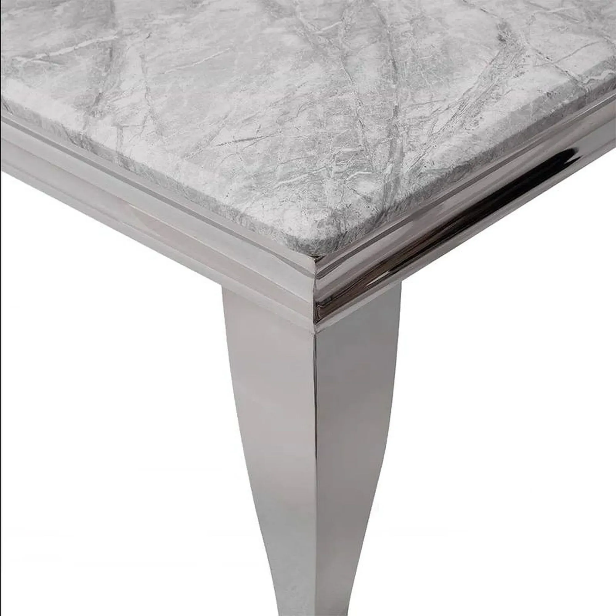 Louis 4-Seater Square Dining Table - Grey, Chrome