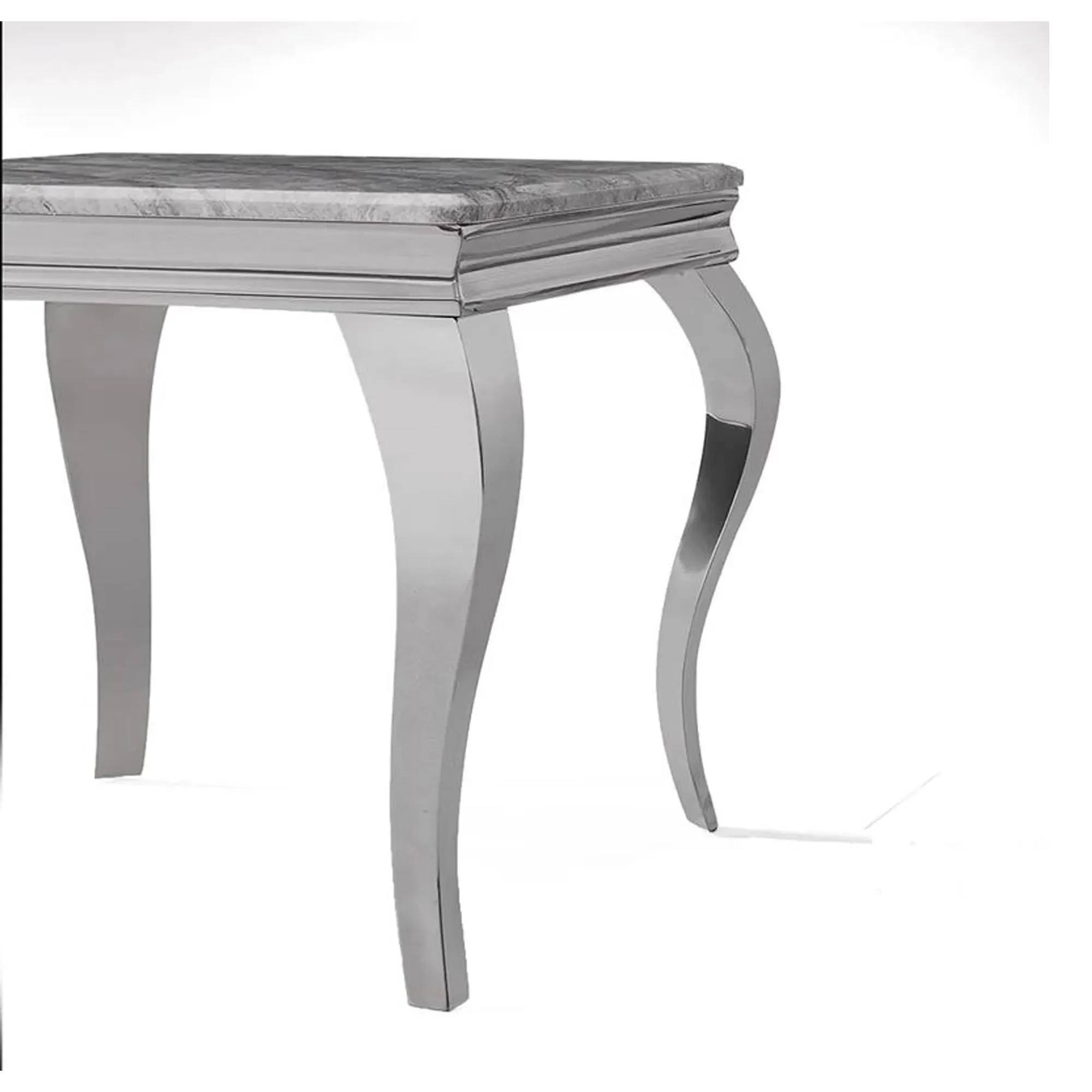 Louis 4-Seater Square Dining Table - Grey, Chrome