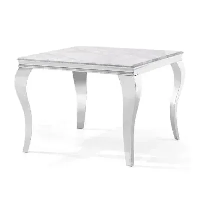 Louis 4-Seater Square Dining Table - Grey, Chrome image